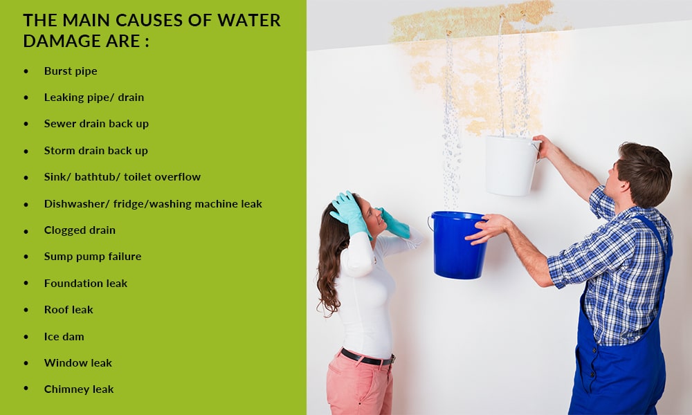 What are the main causes of water damage? 